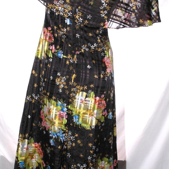 Maxi DRESS Sleeveless Lined Floral Party Cottage Core Vintage 70s 80s Sz XS - Picture 7 of 8